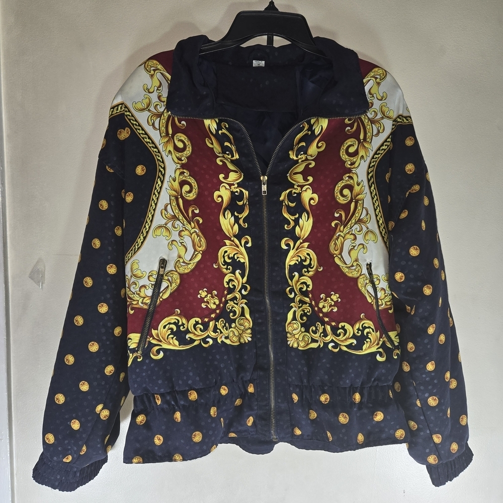 Elegant Women's Jacket with Gold and Red Accents